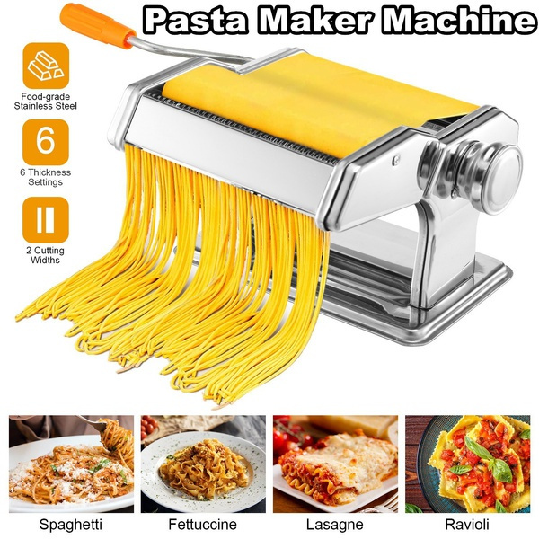 Todeco Pasta Maker, Stainless Steel Pasta Machine with 6 Thickness  Settings, Professional Dough Roller and Spaghetti Cutter for Fettuccine