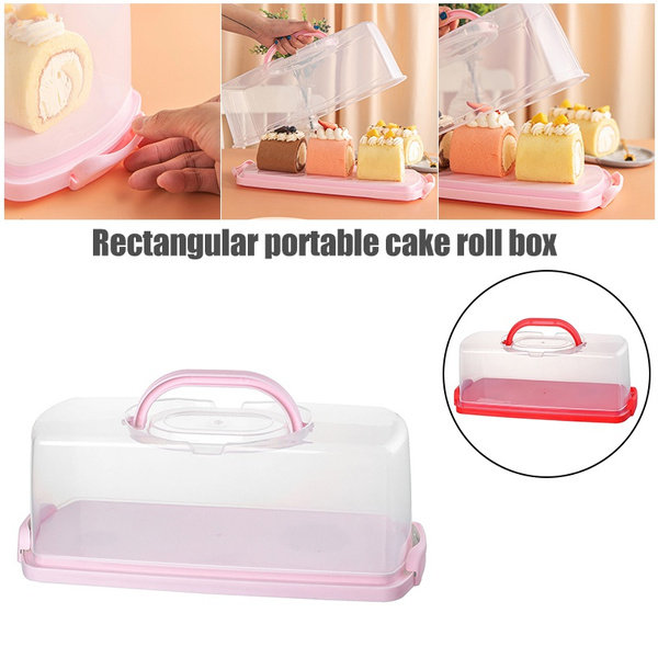 Portable Bread Box With Handle Loaf Cake Container Plastic Rectangular Food  Storage Keeper Carrier