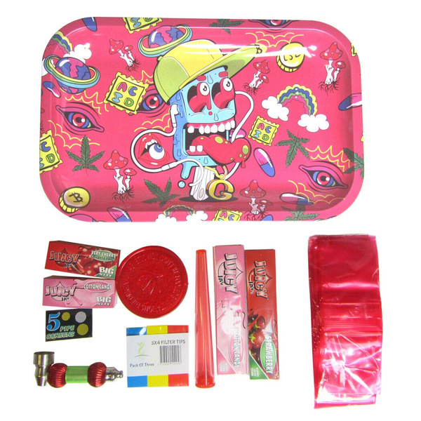 Cute Rolling Tray Set Rolling Papers Pink Crusher Flavour paper Gift Set