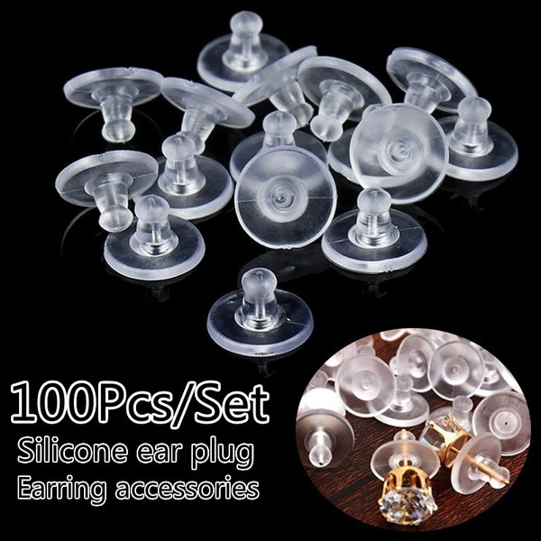 100Pcs/Set Transparent Plastic Earring Back Stopper for Jewelry