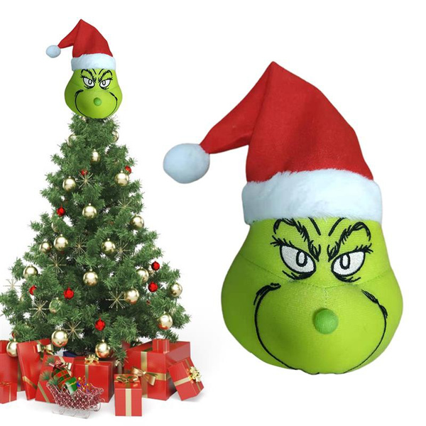 Christmas Tree Topper Checkered Funny Grinch Plush Doll Decoration Christmas  Tree Ornament Holiday Gift - AliExpress