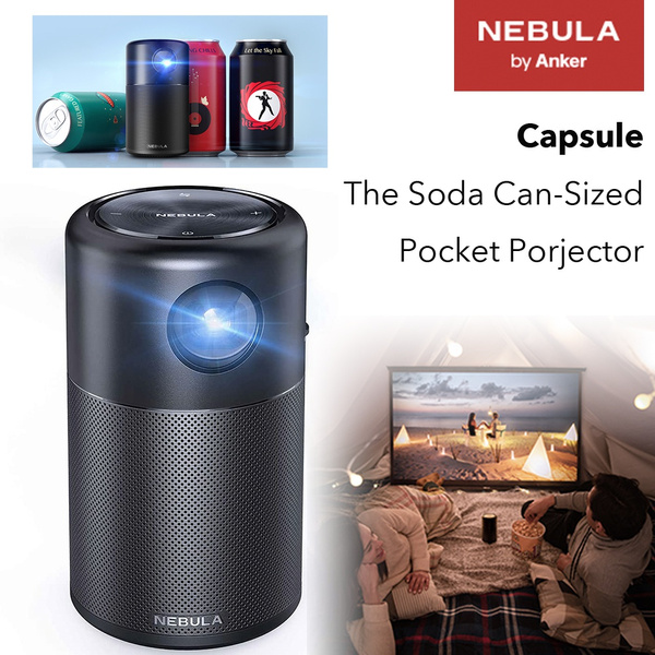 Anker NEBULA Capsule, Smart Wi-Fi Mini Projector, 100 ANSI Lumen Portable  Projector, 360° Speaker, Movie Projector, 100 Inch Picture, 4Hr Video