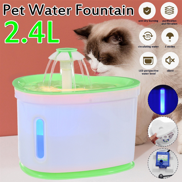 2.4L Automatic Cat Dog Pet Water Fountain With LED Electric Pet Water