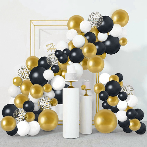 109Pcs Black And Gold Balloon Garland Arch Kit Black White Gold ...