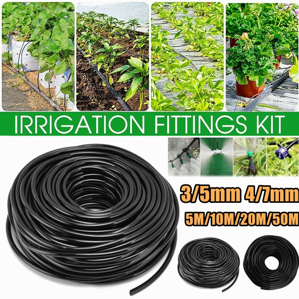 50ft Drip Irrigation Tubing With Connectors - 1/4 Inch Blank Distribution Hose
