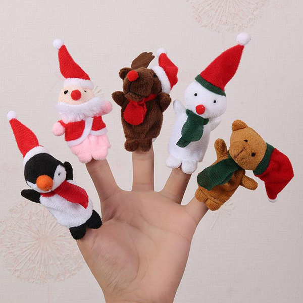 5pcs / 10pcs Plush Finger Puppet Toy Set Kids Baby Cute Cartoon Animal