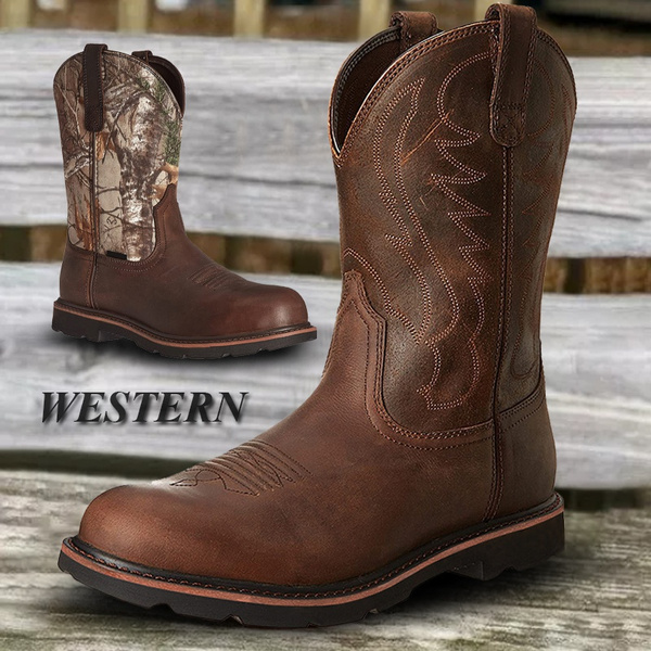 Men s Fashion Leather Boots Western Cowboy Boots Knight Horse