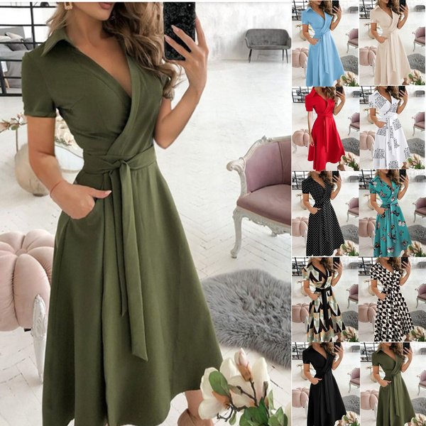 Women s Fashion Casual Lapel Corset Dress Long Sleeve Waist Dress V neck Printing Packed Hip Dresses Plus Size Dresses Vestidos Largos Para Mujer