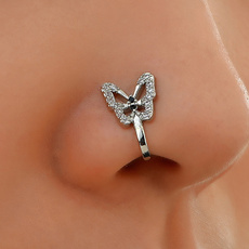 butterfly, cliponnosering, fakepiercing, Jewelry