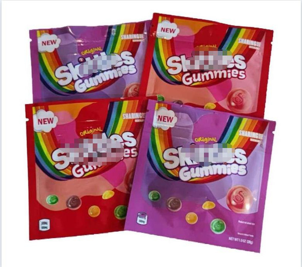 Wholesale 50/100pcs Empty Skittles Gummies Mylar Bags 400mg Medicated