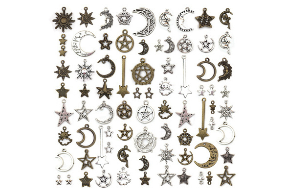 76 PCS Wholesale Bulk Lots Jewelry Making Antique Charms Mixed Stars and  Moons Smooth Bronze Metal Charms Pendants DIY for Necklace Bracelet Jewelry  Making and Crafting