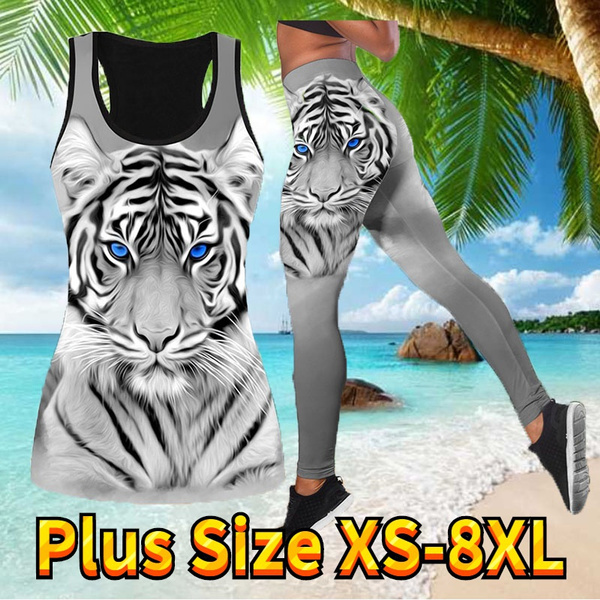 Tiger Yoga Outfit For Women Fashion 3D Printed Workout Vest