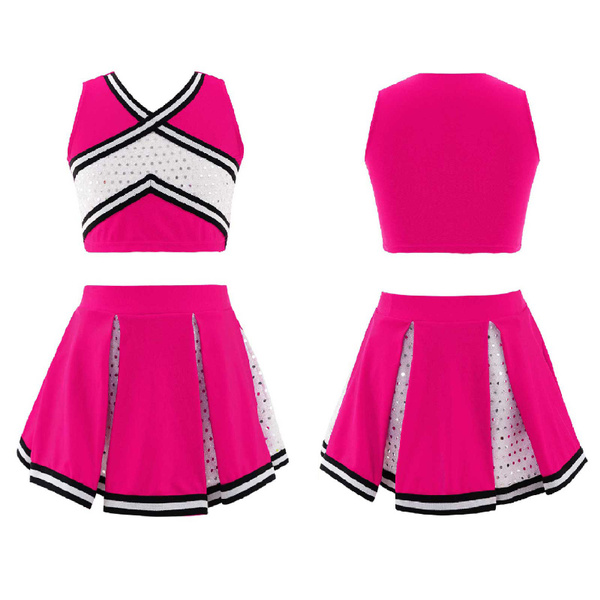 Sleeveless Crop Top with Pleated Skirt Set Kids Girls Cheerleading ...