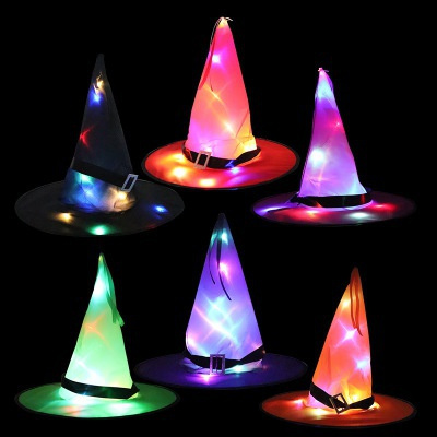 1PC Halloween LED luminous light witch hat Halloween party role-playing prop_voghion.com