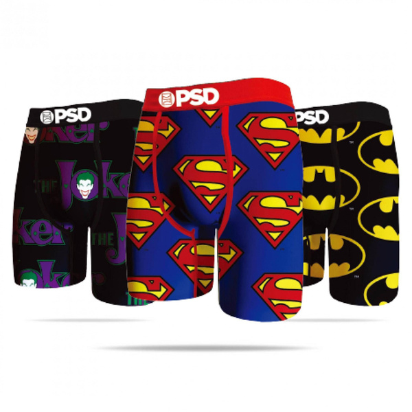 DC Comics Batman, Superman, and Joker Symbols Men's PSD Boxer
