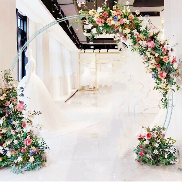 9ft Silver Circular Wedding Arch Backdrop Background Stand Mall Gate ...