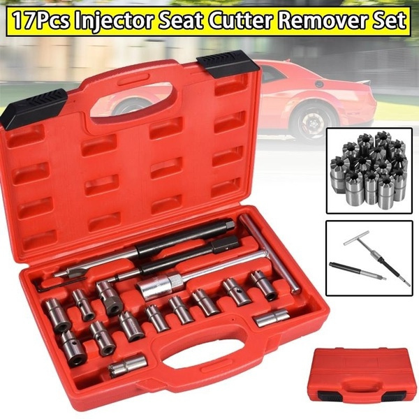 17pcs Diesel Injector Seat Cutter Set Cleaner Car Garage Tool Kit,Flat ...