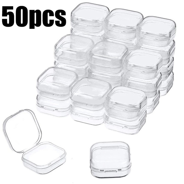 10/20/50Pack Small Boxes Square Transparent Plastic Box Jewelry