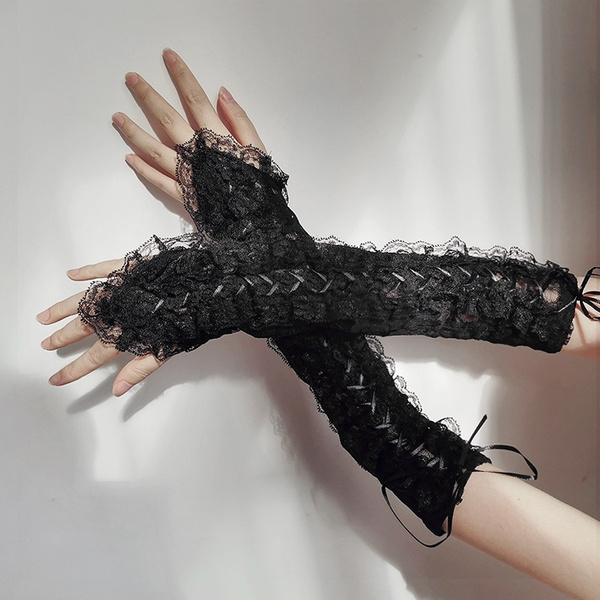 European And American Sexy Strappy Lace Gloves Long Wedding Party Prom Nightclub Fun Fingerless 7139