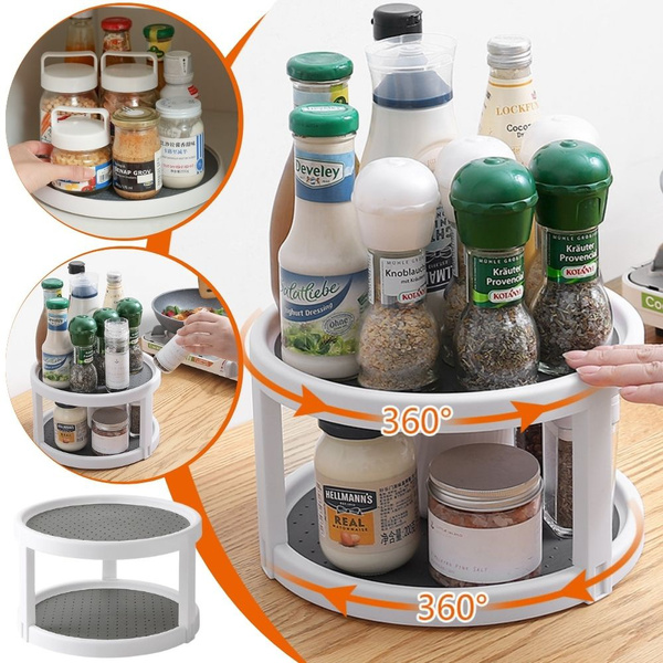 Rotating Seasoning Spice Rack Spices Kitchen Sauce Plates Seasonings Medicine Perfume Multi Layer Rotating Rack Revolving Storage Organizers