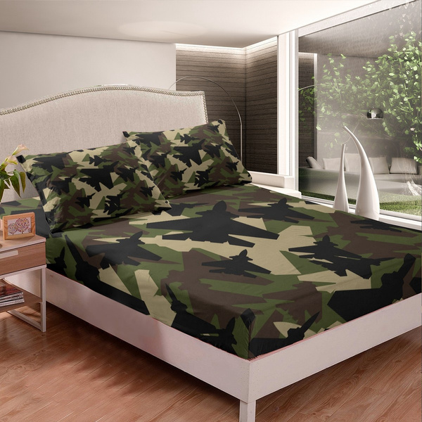 Camouflage Fitted Sheet Boys Teens, Military Twin Bed Set