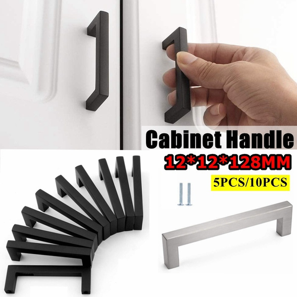 5/10PCS 5 Inch Kitchen Square Drawer Handles Matte Black/Silver