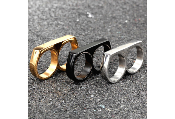 NEW 3 Color Double ring Brass Knuckles Tactical Survival Multi-Functional  Self Defense EDC Duster Tool For Men Rings Gift Arrow heart Fashion  Personality