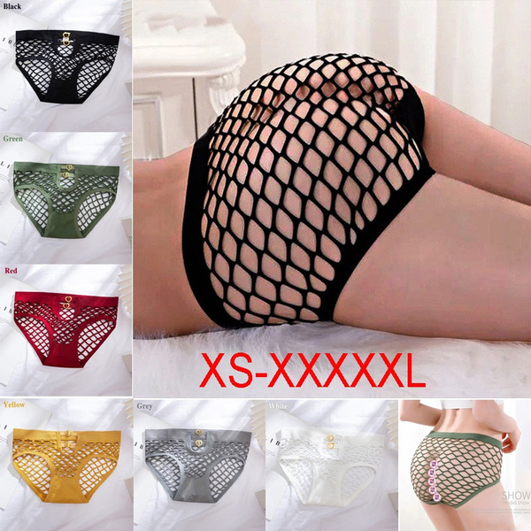 Women's See Through Panties High Elastic Mesh Underwear Fishnet Bottoms  Hollow Out Panty Briefs Lingerie