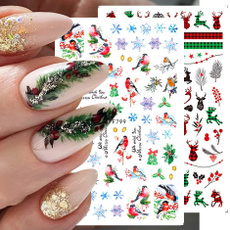 Nails, leaf, Christmas, Colorful