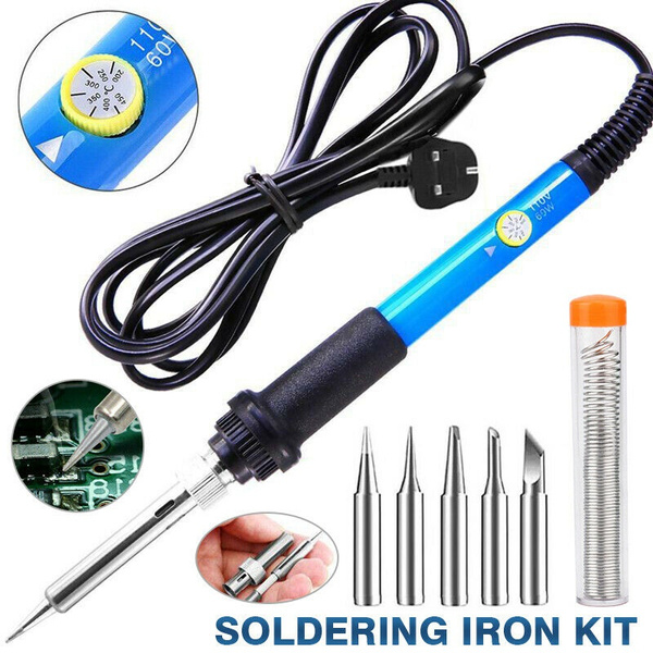 60W Soldering Iron Full Kit Electronic Welding Irons Tool Adjustable ...