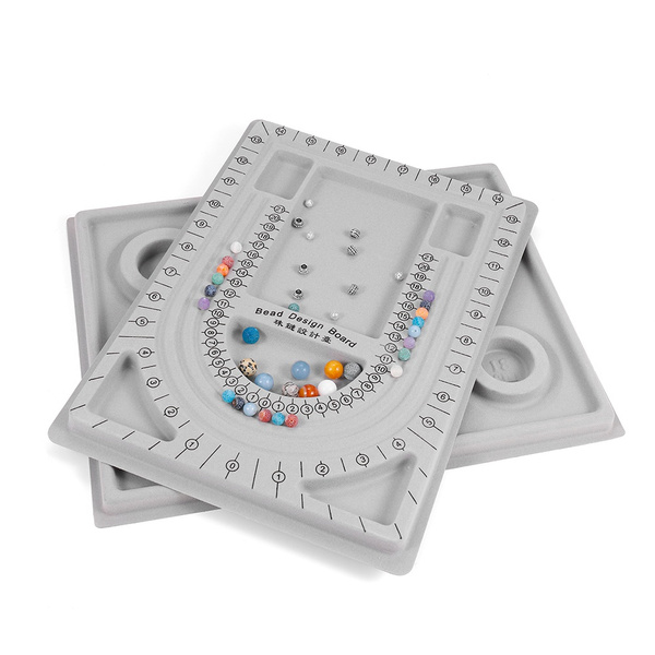 1pc Jewelry Beads Plate Gray Flocked Bead Board for Diy Bracelet