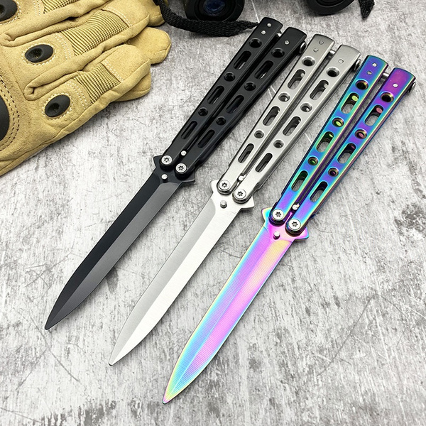 Cool and Dazzling Butterfly Knife Cutting Knife Practice Knife. | Wish