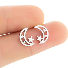 moonearring, cute, stainless steel earrings, Jewelry