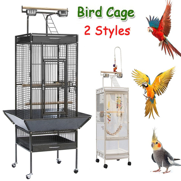 Newest Bird Cage With Casters, Pet Supplies, Large Space, Parrot Canary