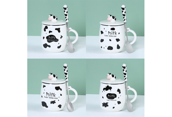 Cartoon Kettle with Cup Lovely Cow Shape Glass Kettle Tea Pot