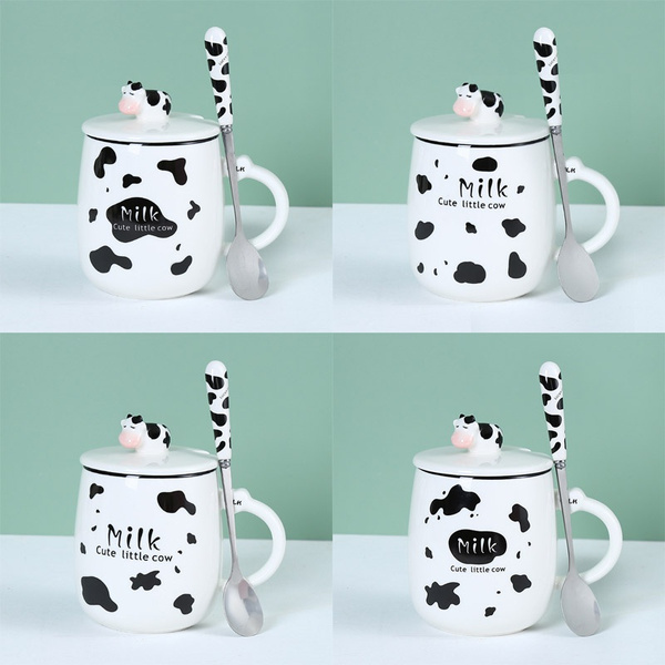 Cartoon Cow Ceramic Cup With Lid Spoon Mug Cute Breakfast Cup Cute and  Different Cups of Coffee Personalized Gift Original Mugs - AliExpress