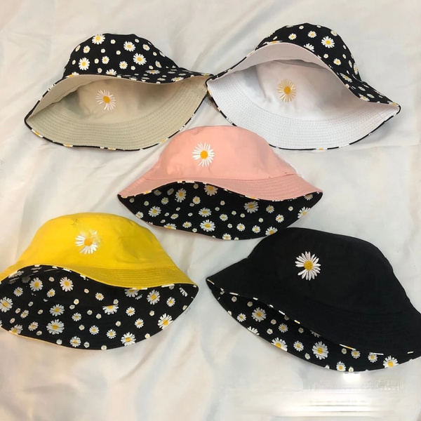 Embroidery Daisy Bucket Hats For Women 