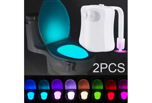 Essentials 16-Color Toilet Night Light - Motion Activated Detection Bathroom Bowl Lights - Funny Birthday Gifts Idea for Dad, Mom, Men, Wom