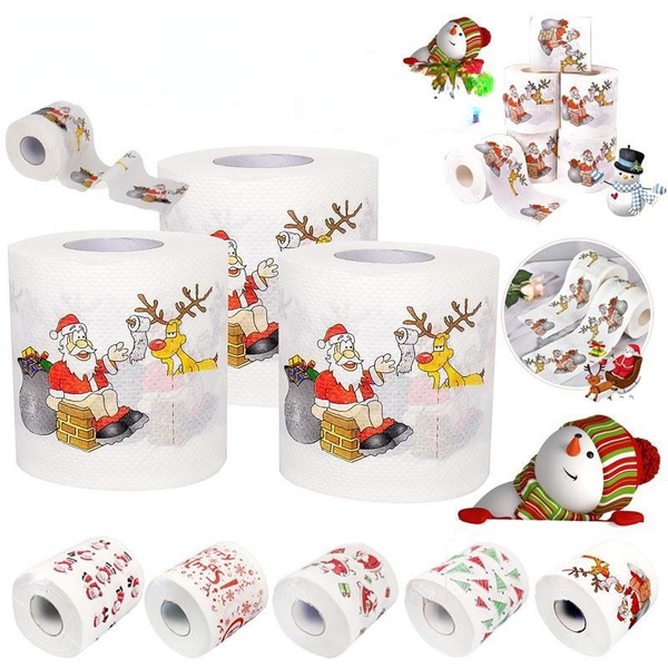 2 Rolls Merry Christmas Toilet Paper Tissue Napkin Prank Fun Birthday Party Novelty Gift Idea 