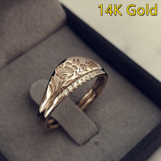 Engagement Wedding Ring Set, goldringsforwomen, gold, Simple