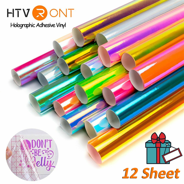 HTVRONT New 12 Sheets 12x12 Holographic Permanent Vinyl for Cricut Making  Sign Cards Car Decor Iridescent Craft Adhesive Vinyl Sheets