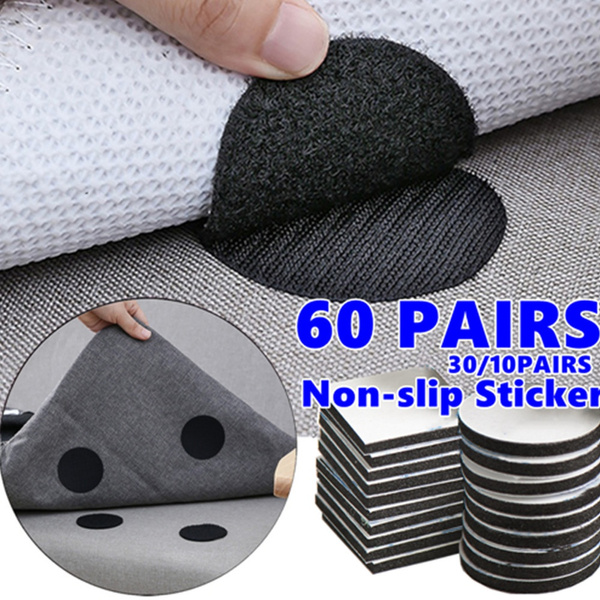 60/30/10 Pairs(120/60/20PCS) New Anti Curling Carpet Tape Rug Gripper Velcro  Secure the Carpet Sofa and Sheets in Place and Keep Corners Flat
