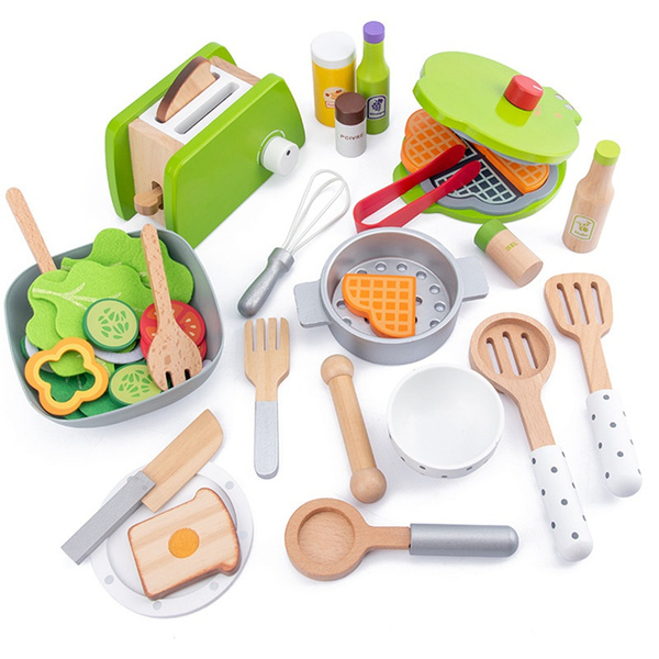 wooden food toy set