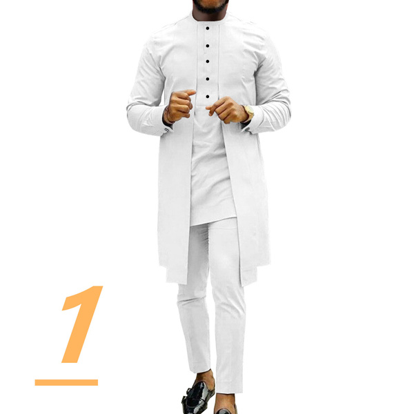Bazin Riche African Suit for Men Sets Dashiki Shirts and Pants 2 Piece ...