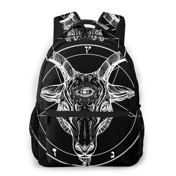 Travel Backpack Teens Cover Pentagram With Demon Baphomet Satanic Goat