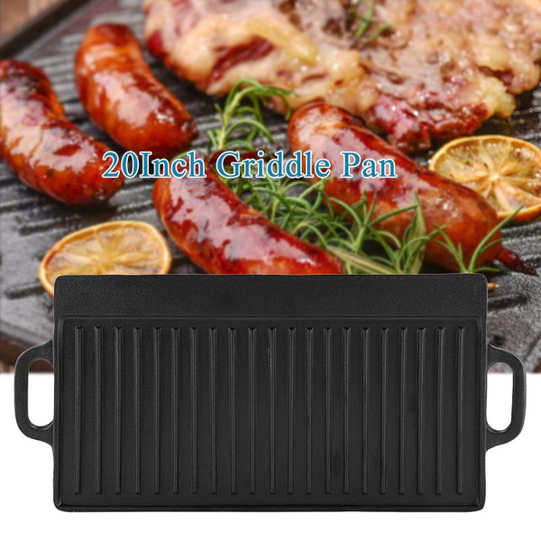 Cast Iron Griddle Plate For Gas Hob And BBQ Griddle Pan Double Sided