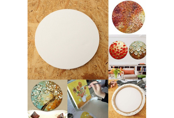 White Blank Panels Round Canvas Board Wooden Frame Art Artist Acrylic Oil  Painting Blank Canvas DIY Crafts 10/15/20/25/30/40cm [<kaituzohe>]