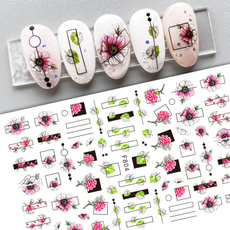 butterfly, nail stickers, Flowers, leaf