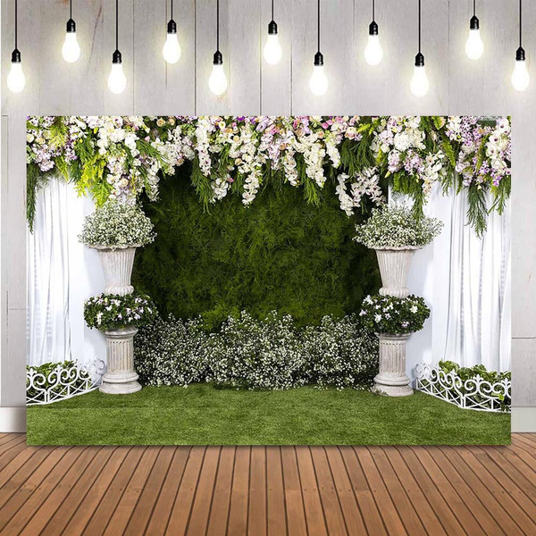 Bridal Shower backdrop for photography Wedding Green grass background ...