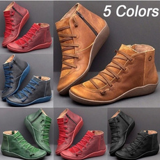 ankle boots, Plus Size, Leather Boots, Fashion